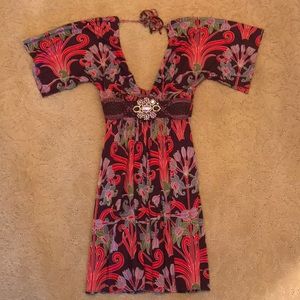 Patterned short sleeve mini dress